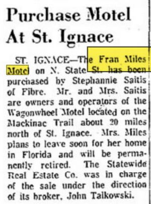 Fran Miles Motel (Saitis Beach Motel) - Aug 1964 Article (newer photo)